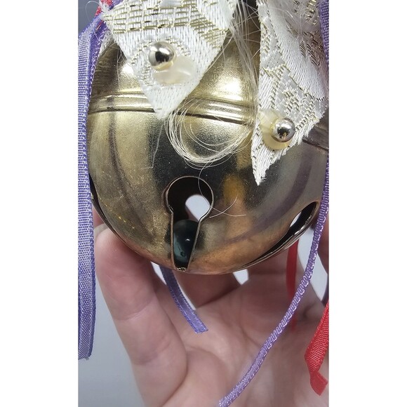 Vintage Porcelain Old World Santa Claus Face Head Jingle Bell Marble Ornament - Picture 9 of 15